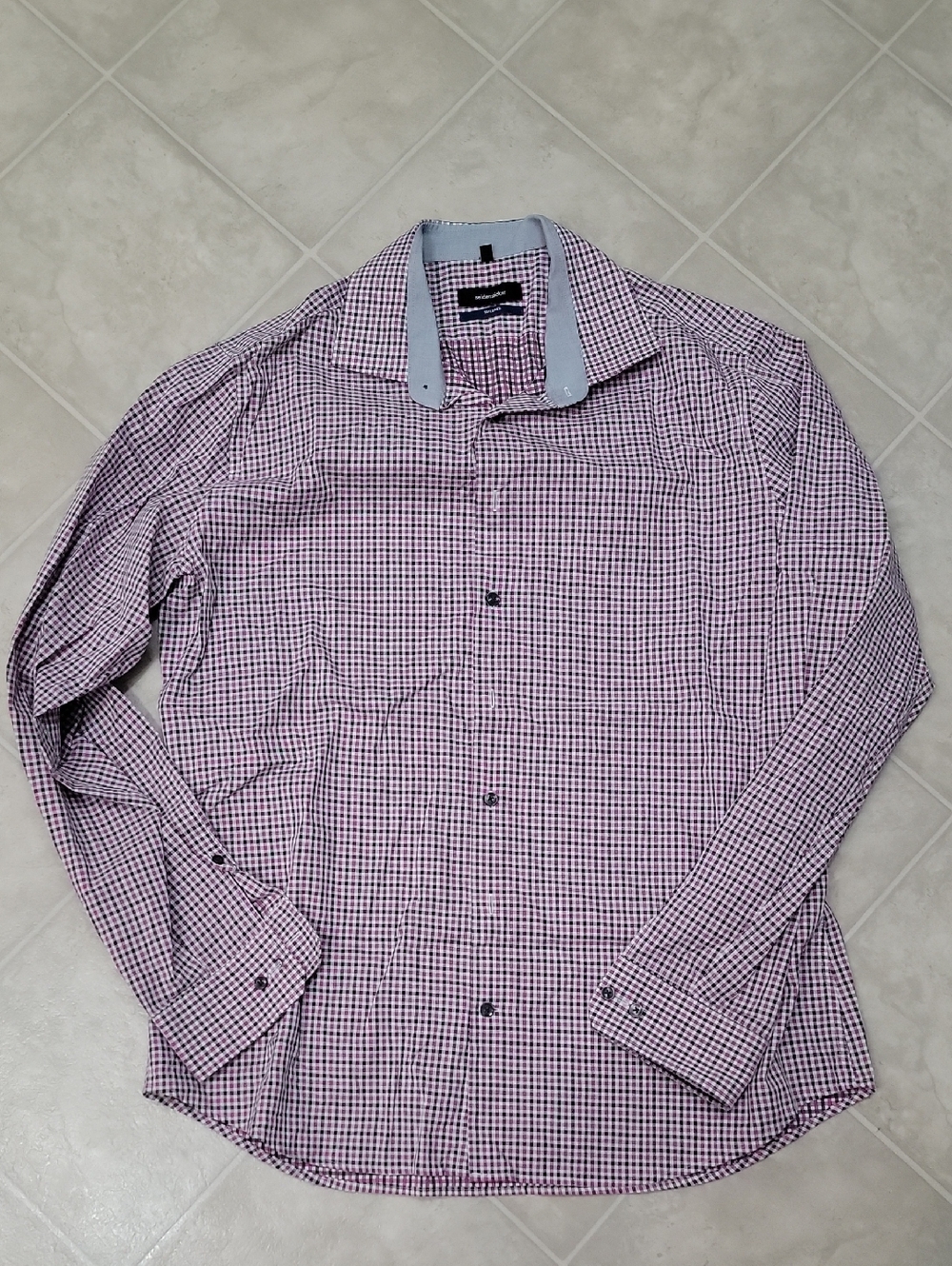 Men's Checked Dress Shirt - Pink/White/Black - Unknown Brand